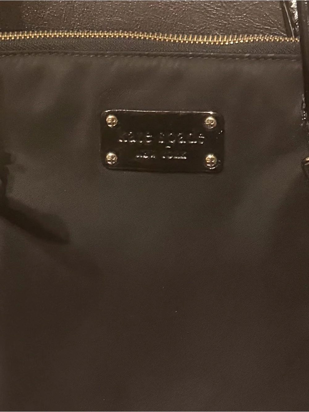 kate spade Black Nylon Laptop Tote with Patent Trim